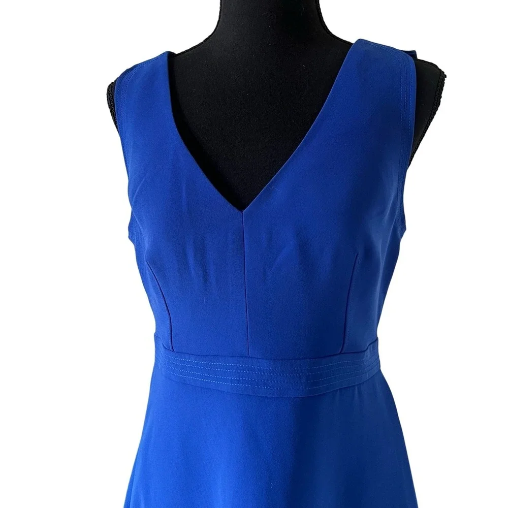 J.Crew Womens Royal Blue V-Neck Sleeveless Fit & Flare Dress E0068 Size 8 NWT
